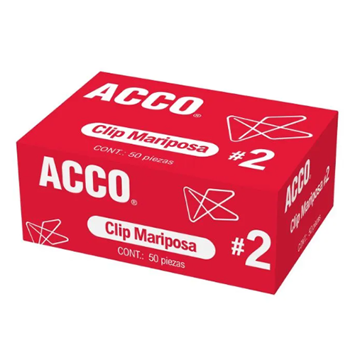 Clip marca Acco, mariposa No.2, C/12, Modelo: P1720