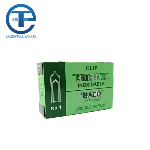 Clip Baco Cuadrado, #1, C/100, (1 Caja)