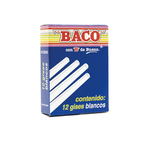 Gis Baco, 12 Gises, Blanco Moldeado, (1 Caja)