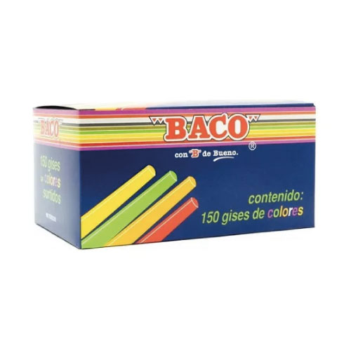 Gis Baco, 150 Gises, Colores Moldeados, (1 Caja)