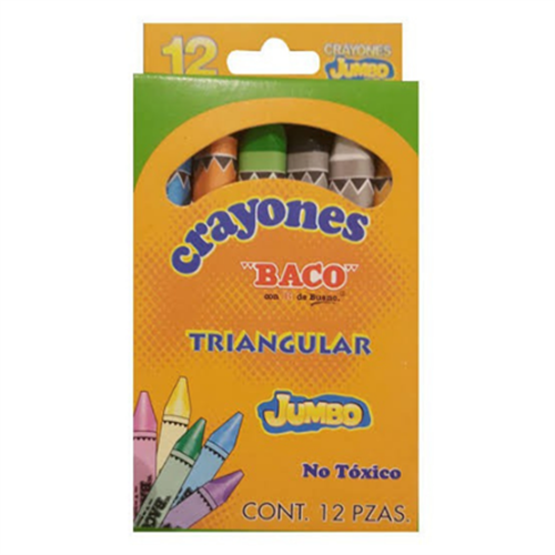 Crayon Baco con 12 piezas, grueso, triangular