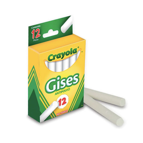 Gis Crayola, 12 Gises, Blanco Comprimido, (1 Caja)