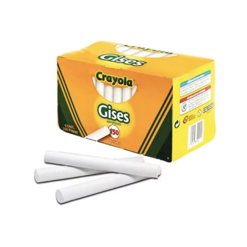 Gis Crayola, 150 Gises, Blanco Comprimido, (1 Caja)