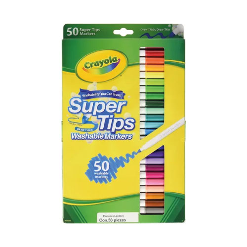 Plumones Crayola SuperTips, Delgados, 50 piezas, (1 Caja)