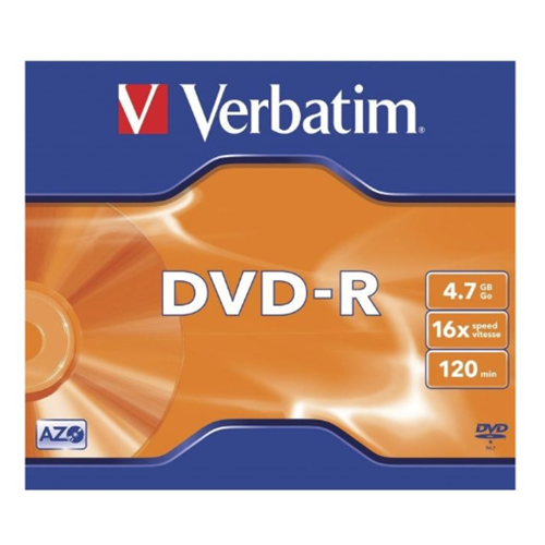 DVD-R Verbatim en caja, 4.7 GB, 120 Minutos, 1 Pieza