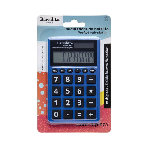 Calculadora Barrilito De Bolsillo,12 Dígitos, Modelo 8046CBB, (1 Pieza)
