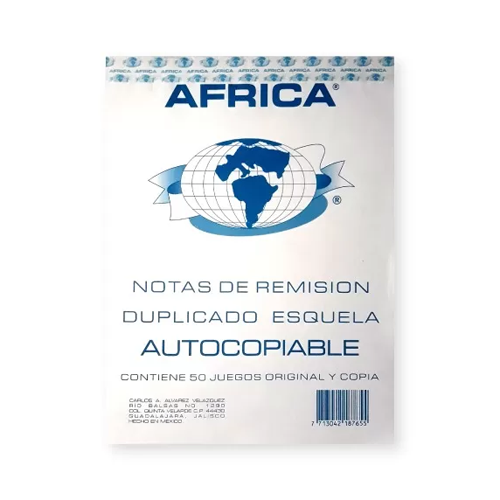 Block África De Remisión Esquela Autocopiante 50 Juegos