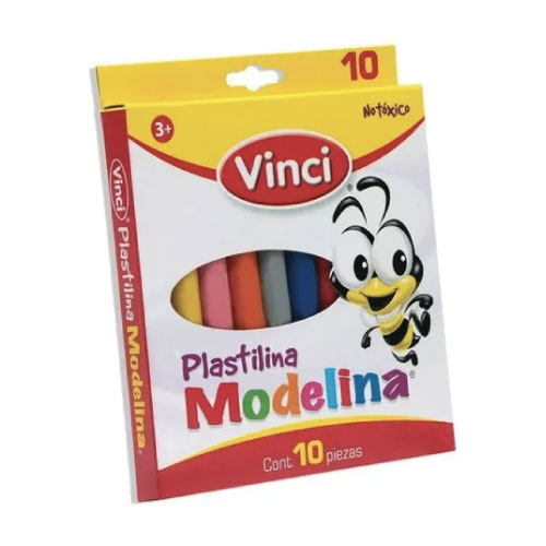 Plastilina Vinci Modelina Barritas, 10 Barras, Colores Surtidos, (1 Paquete)