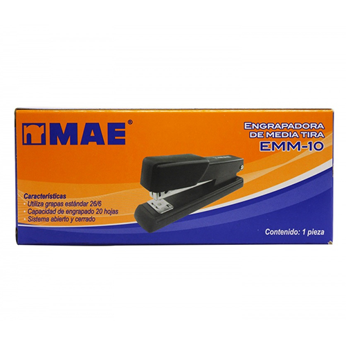 Engrapadora Mae, metálica, ½ tira, Modelo: EMM-10, 1 Pieza