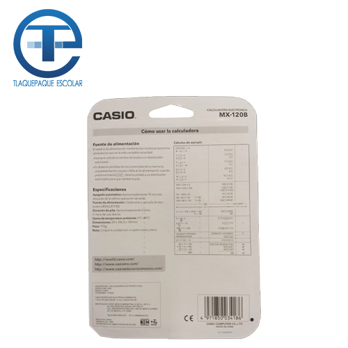 Calculadora Casio, Modelo MX120BSMC, (1 Pieza)