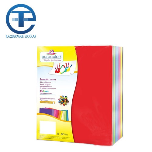 Hoja Eurocolors Arcoiris, Tamaño Carta, 250 Hojas, Colores Vibrantes, (1 Pieza)