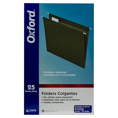 Folder colgante Oxford tamaño oficio, paquete con 25, Modelo: 91535, 1 Pieza