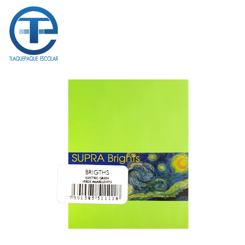Hoja Supra Bright, Tamaño Carta, C/100, #4, Electric Green, (1 Pieza)